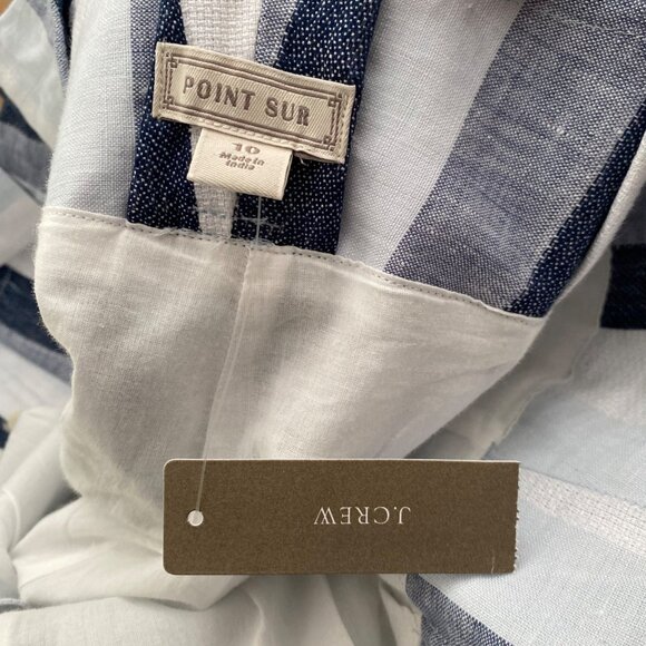 J. Crew Point Sur Paperbag Stripe Linen Pants In Blue and Ivory  Size 10 NWT - Picture 12 of 13